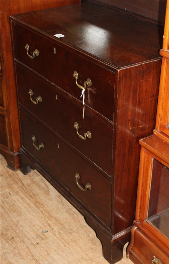 Georgian mahogany chest fitted three long drawers on bracket feet